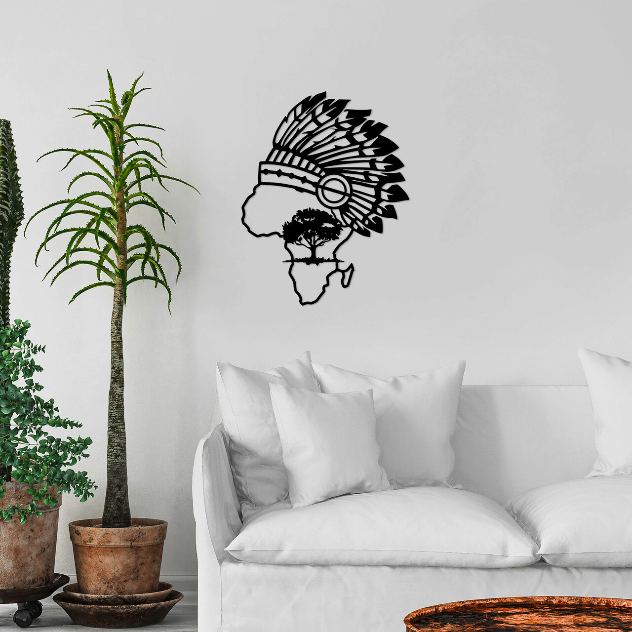 Decoratiune de perete, African, Dimensiune: 55 x 70 cm, Negru - imagine 6